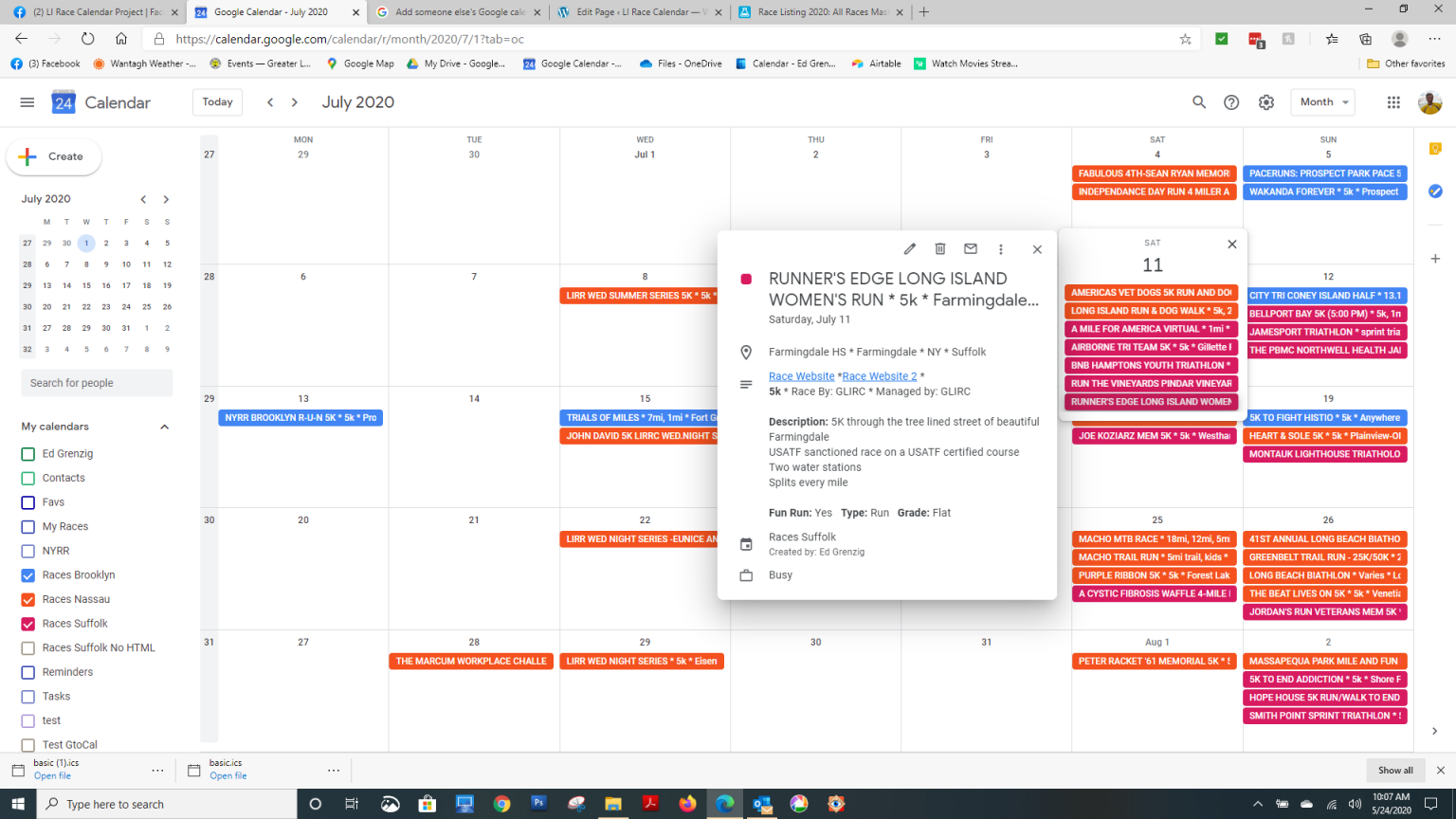 ALL Races are included on these 4 LI Race Calendars – LI Race Calendar